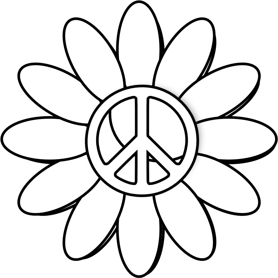 Download Peace Symbol Peace Sign Flower 6 Black White Line Art - Rob  Goldstone Trump PNG Image with No Background 