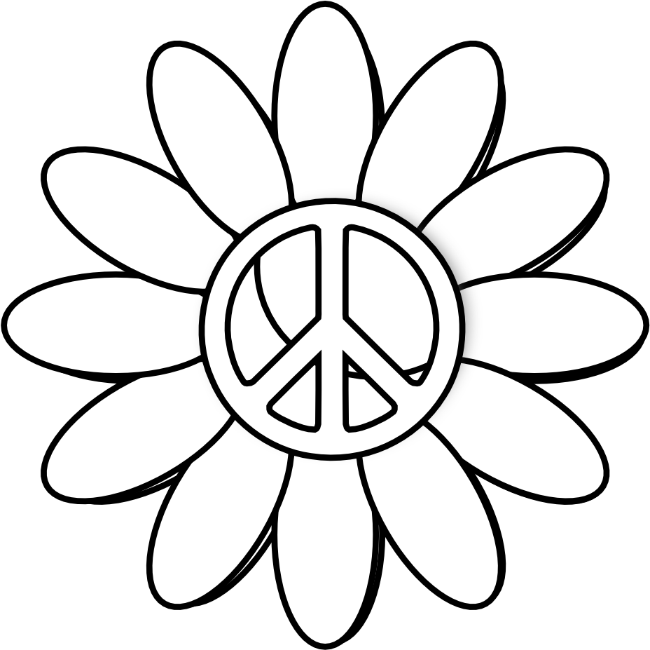 Peace Symbol Peace Sign Flower 6 Black White Line Art - Rob Goldstone Trump (999x990), Png Download