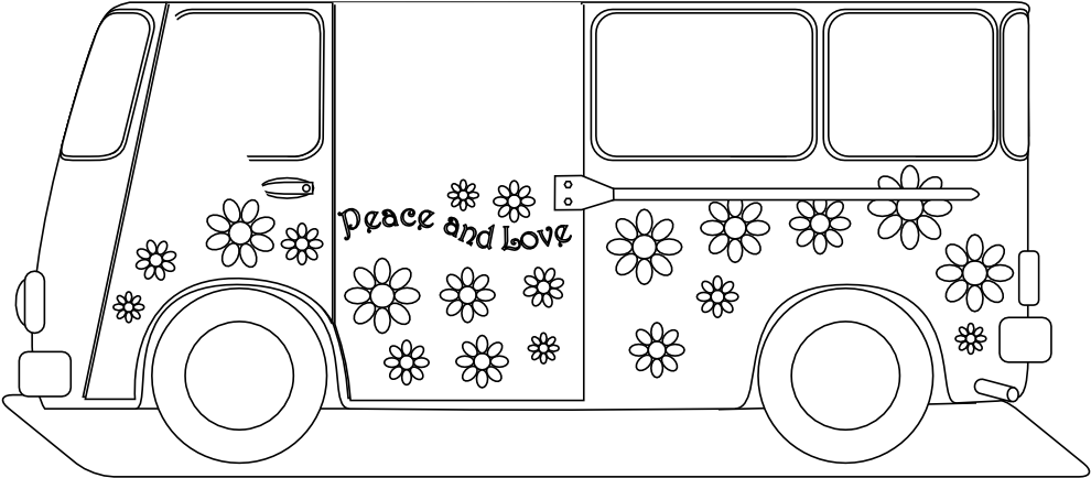 Peace Sign Clipart Coloring Book - Hippie Peace Sign Black And White (999x706), Png Download