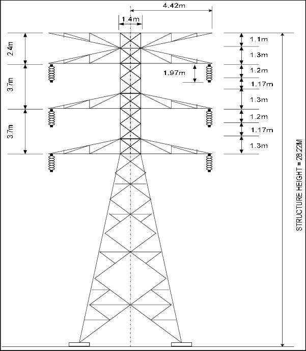 132kv Double Circuit Transmission Line - Circuit On Transmission Line (601x688), Png Download