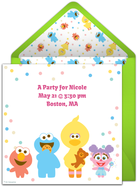 Baby Sesame Street Pals Online Invitation - Play Date Invite (650x650), Png Download