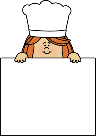 Female Chef With A Blank Sign Clip Art - Chef With A Sign Png (321x454), Png Download