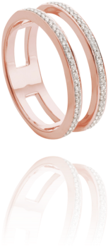 The Double Line Rose Gold - Skinny Double Band Diamond Ring (600x600), Png Download