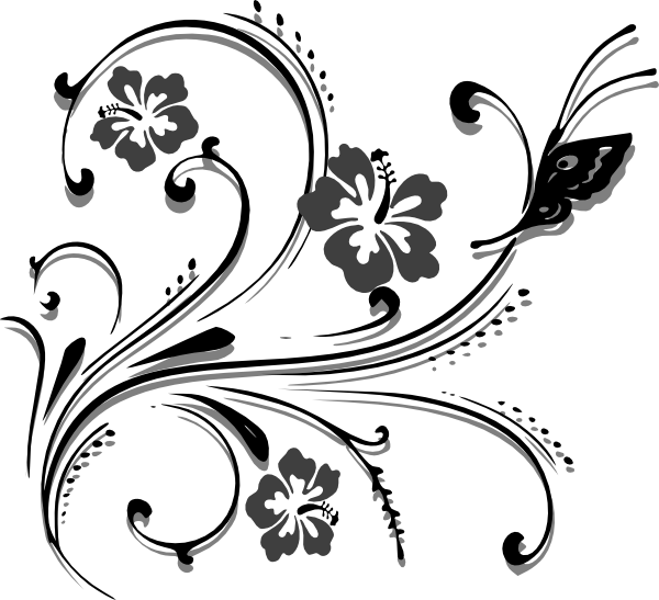 How To Set Use Butterfly Scroll Hibiscus Svg Vector - Clip Art Png Bunga (600x547), Png Download