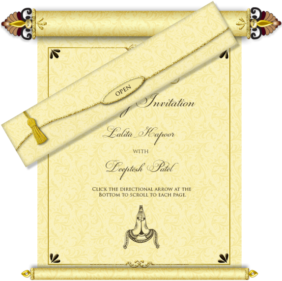 Email Wedding Card Royal Scroll Design - Wedding Invitation (574x589), Png Download