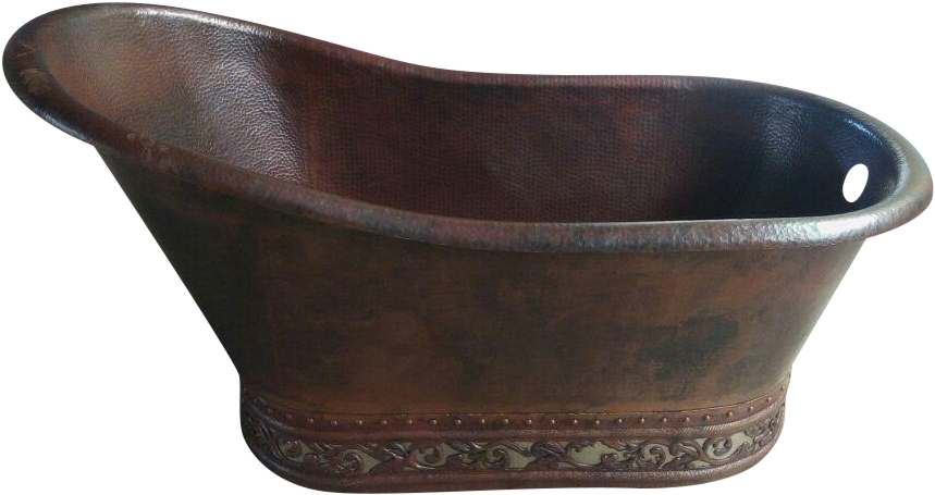 Slipper Copper Bathtub With Scroll Design - Bathtub (1040x584), Png Download
