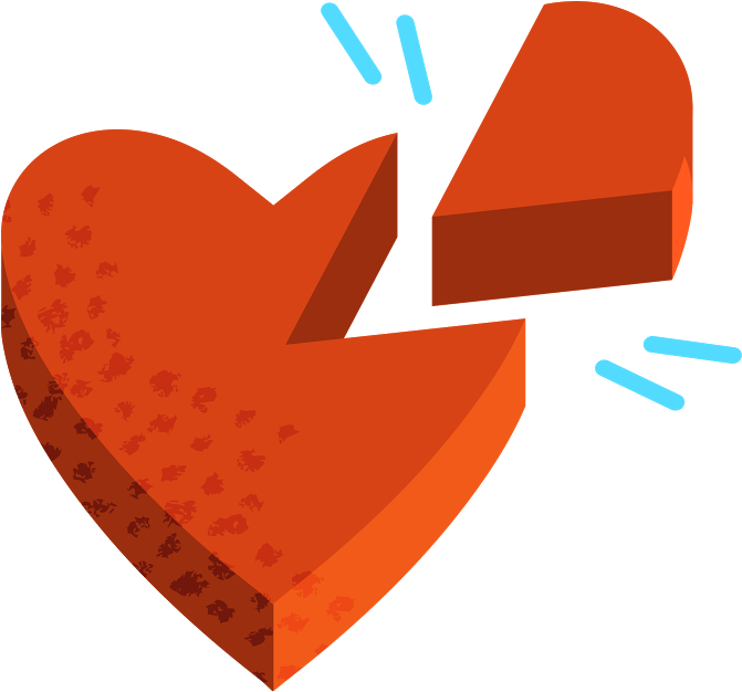 Broken Heart Piece Illustration (681x632), Png Download