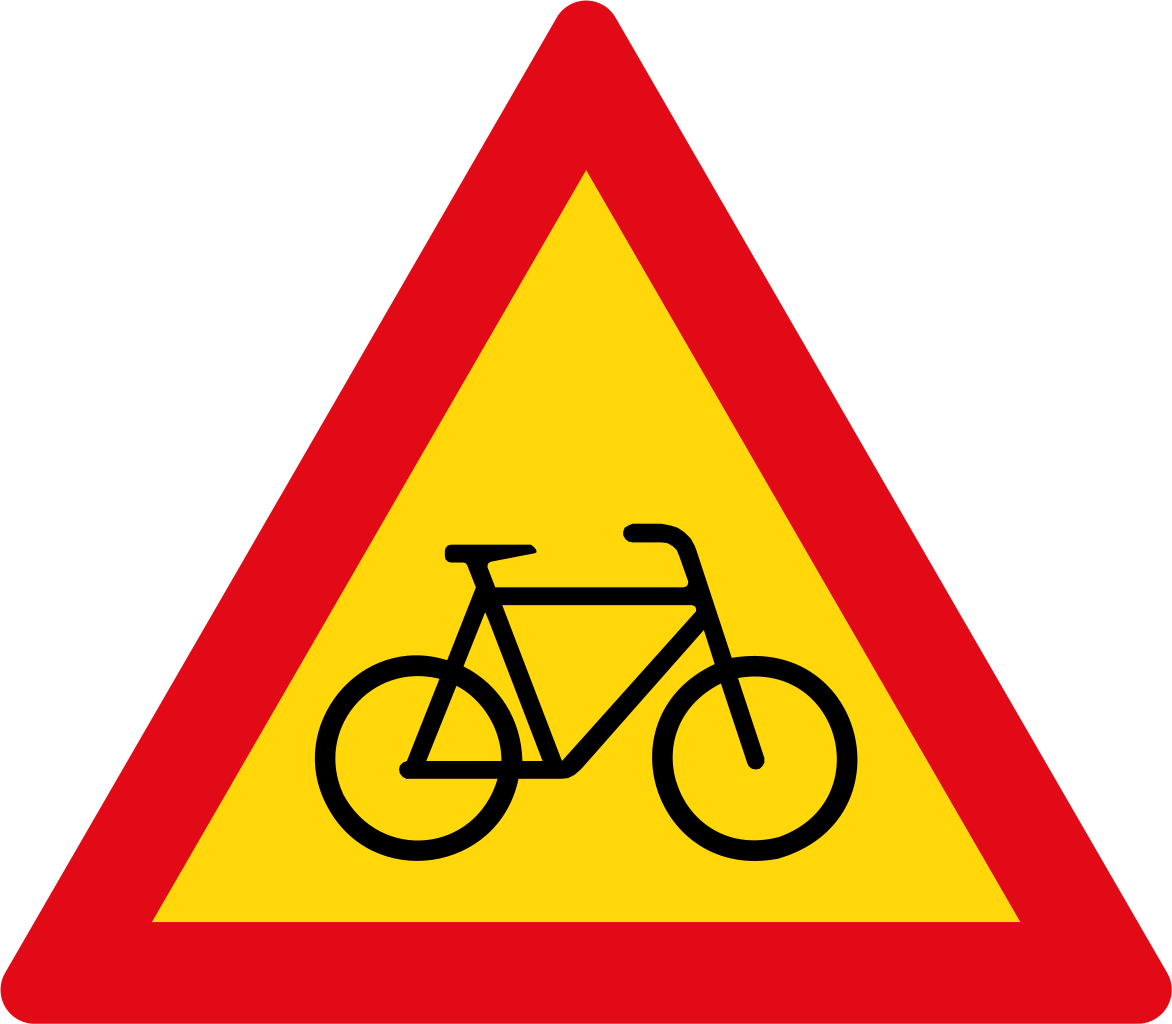 Winding Road Sign Png Download - Bicycle Outline (1172x1024), Png Download