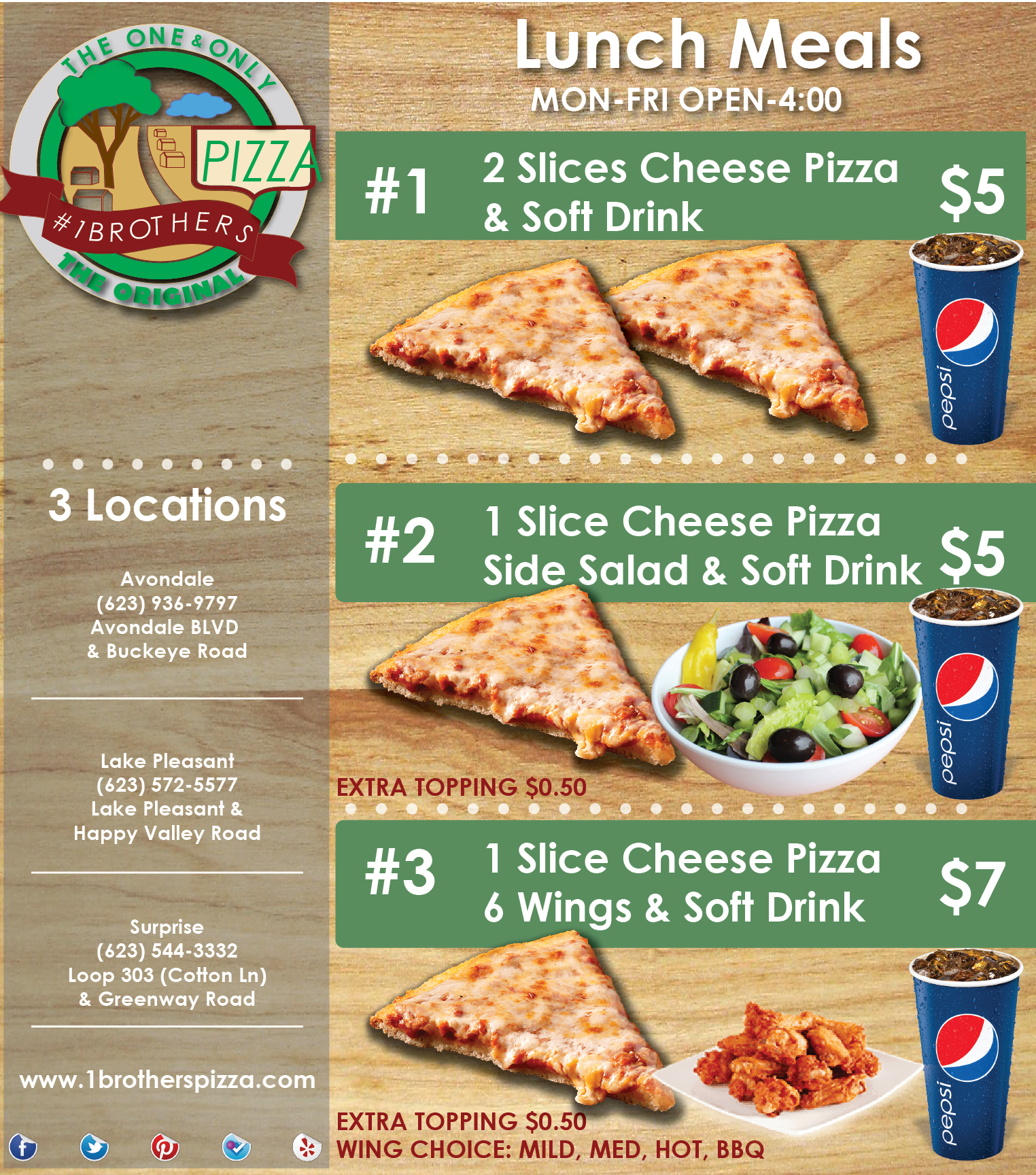 Lunch Specials - #1brothers Pizza (1524x1729), Png Download