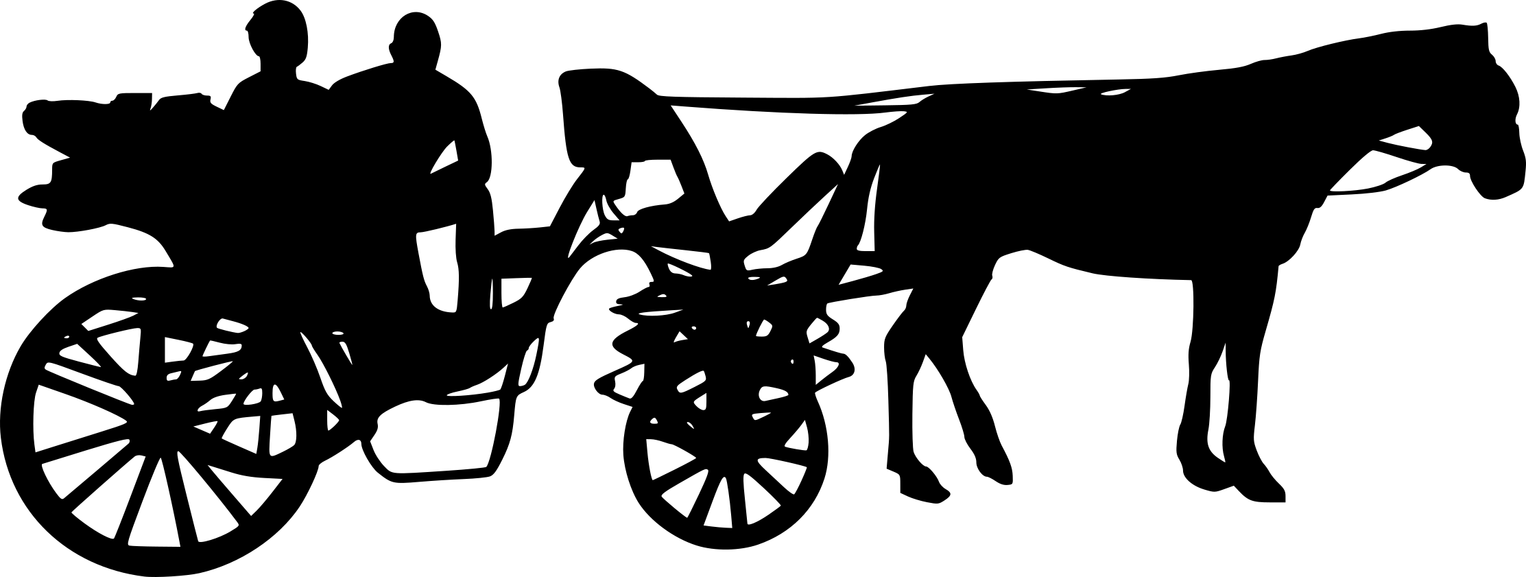 6 Horse And Carriage Silhouette Png Transparent - Horse (2225x841), Png Download