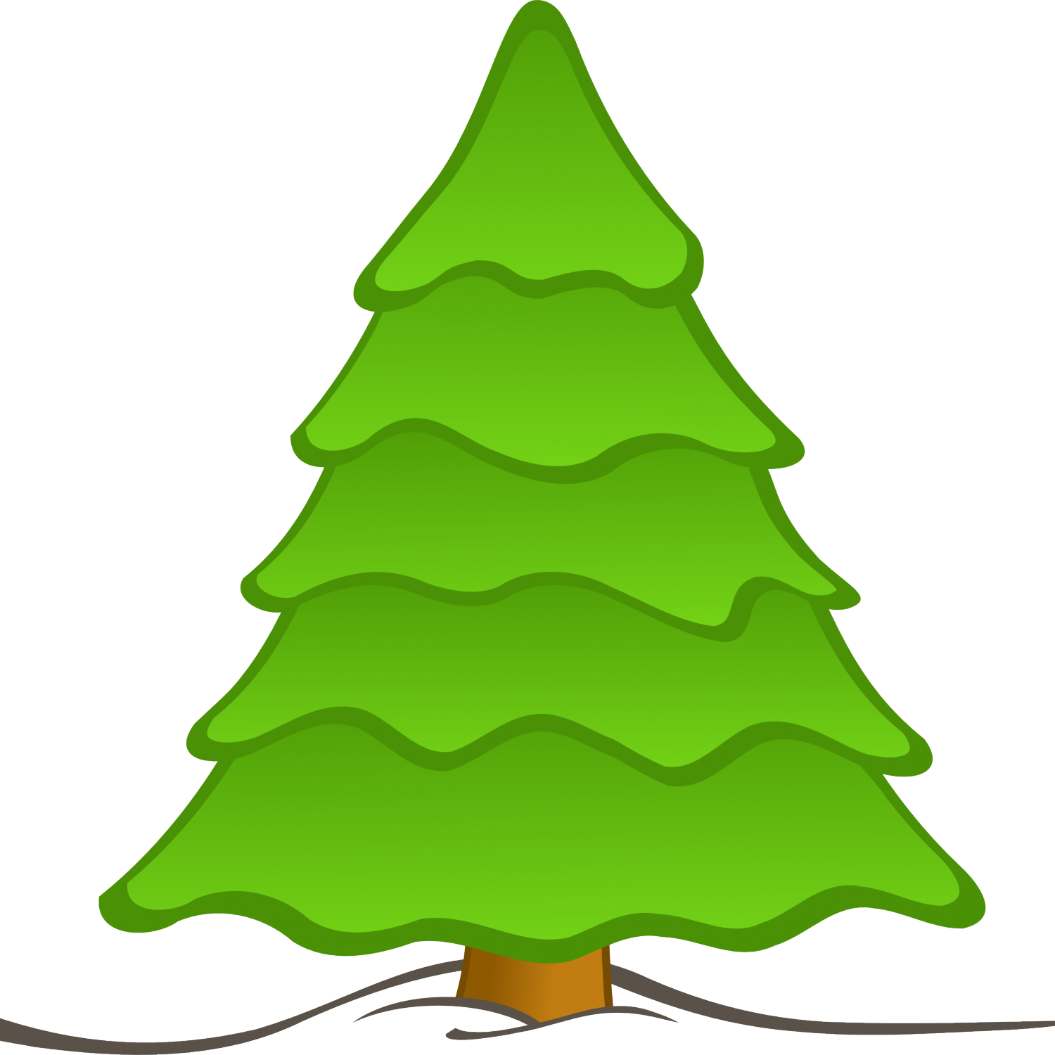 Tree Cartoon Png Cartoon Christmas Tree, Cartoon Christmas - Plain Christmas Tree Clipart (1500x1500), Png Download
