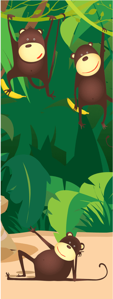 Hanging Monkeys Door Mural Kids' Stuff Eazywallz - Mural (1000x1000), Png Download