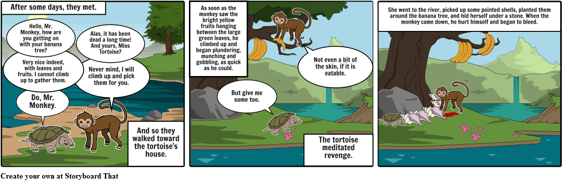 The Tortoise & The Monkey - Storyboard (1164x385), Png Download