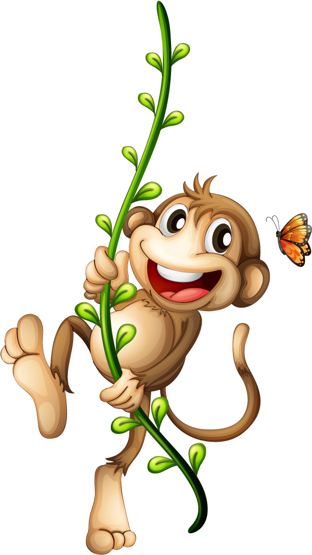 Demo - Monkey On A Vine (617x1103), Png Download
