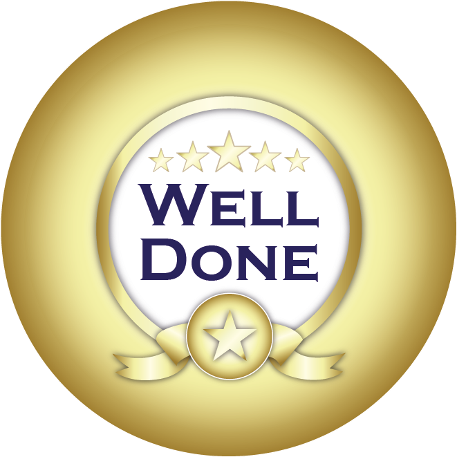 Customised Well Done Badges - Well Done Sticker Png (661x661), Png Download