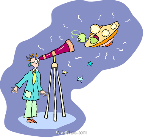 Man Looking Through A Telescope At A Ufo Royalty Free - Uomo Che Guarda Con Telescopio (480x461), Png Download