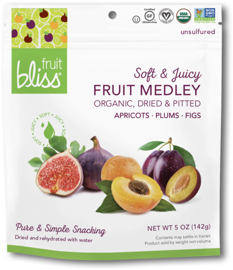 Fruit Bliss Fruit Medley Organic Snacks - Fruit Bliss - Organic Fruit Medley - 5 Oz. (555x595), Png Download