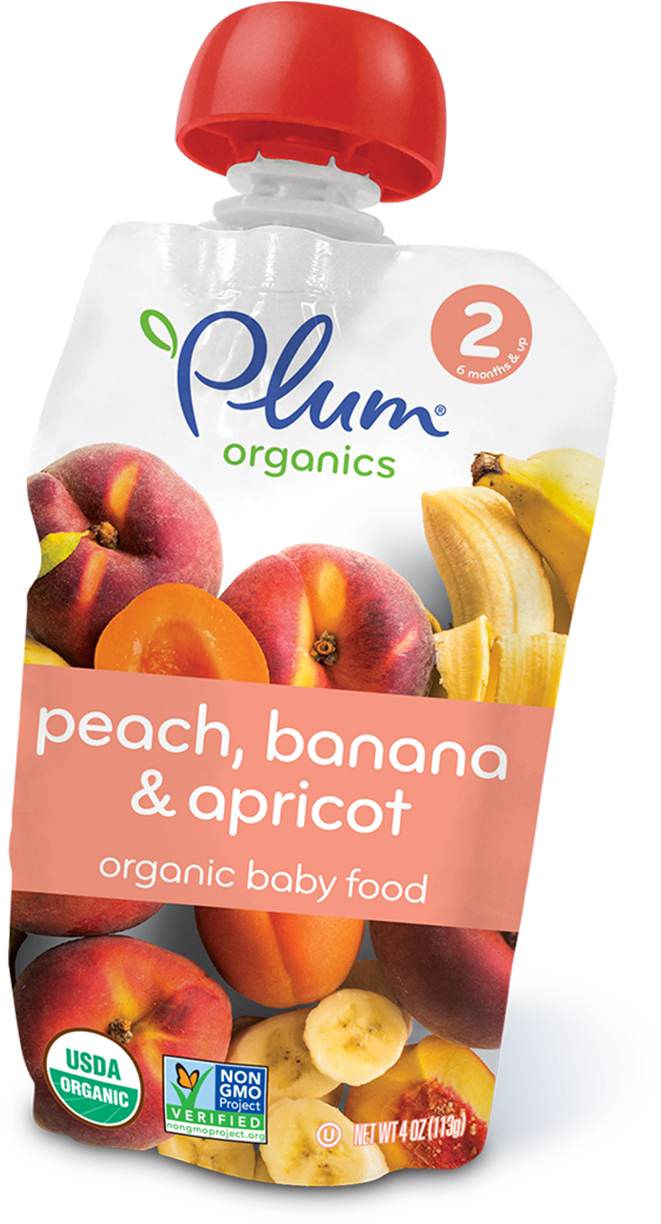 Peach, Banana & Apricot - Plum Organics (1200x1505), Png Download