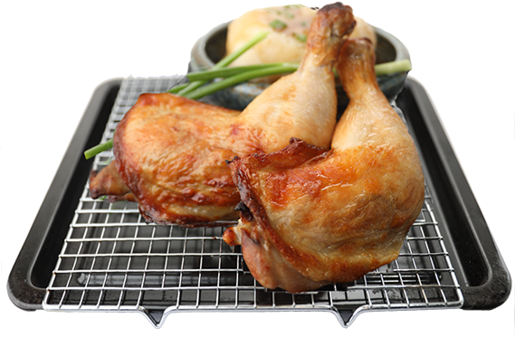 Double Roast Chicken Leg With Mashed Potato - Chicken As Food (658x439), Png Download