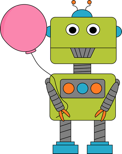 Robot With Balloon - Birthday Robot Clip Art (394x500), Png Download