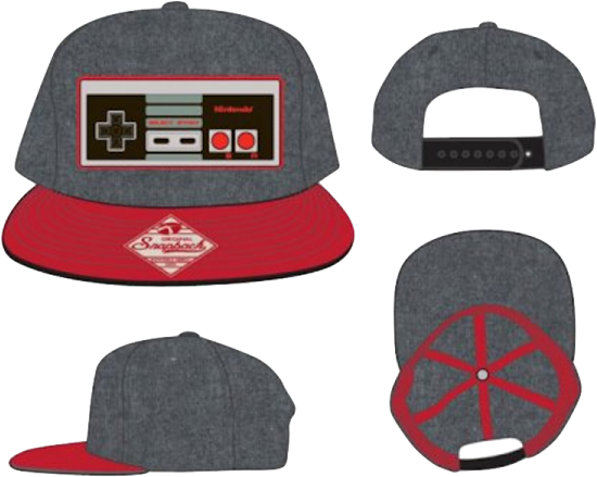 •n011067• Games •nintendo's ••throwback Beanie Cap•• - Nintendo Controller Snapback Black One Size (600x600), Png Download