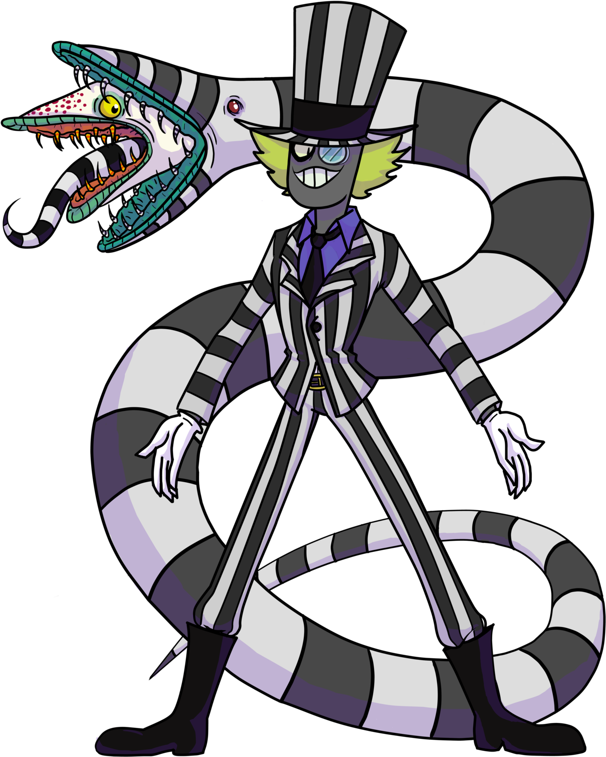 Black Hat Desguised As Beetlejuice For Haloween - Cartoon (1280x1630), Png Download
