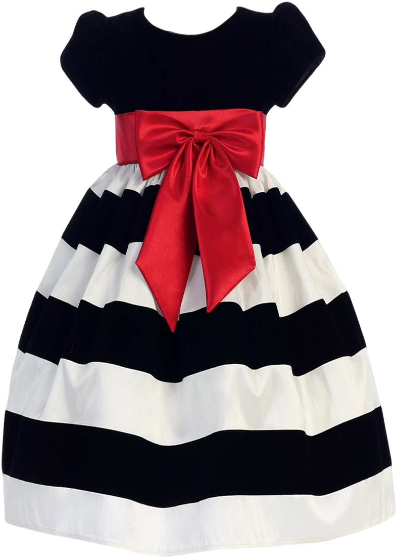 Black Velvet & White Flocked Taffeta Holiday Dress - Black Holiday Dress Baby (800x1200), Png Download