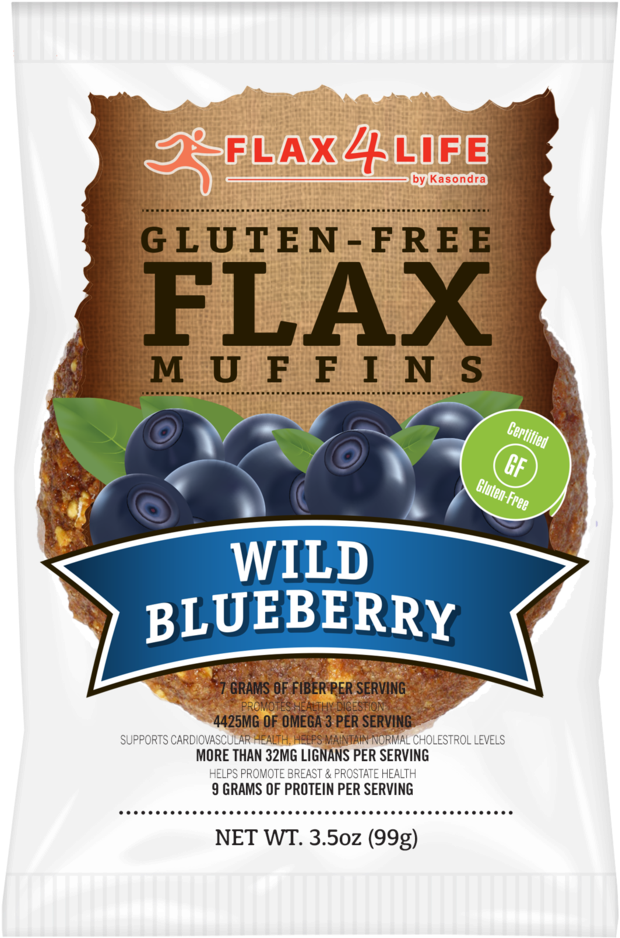 Single Serve Wild Blueberry Muffin - Flax4life Gluten Free Flax Banana Coconut Snacking (703x1024), Png Download