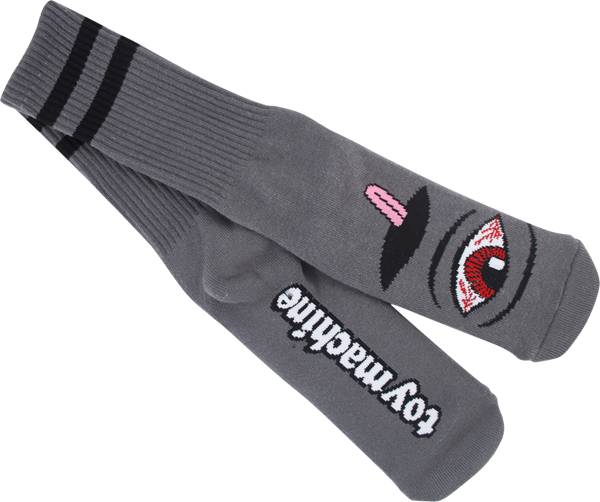 Tm Bloodshot Eye Crew Socks-charcoal 1 Pair - Toy-machine Male Calcetín Bloodshot-eye Black Onesize (600x502), Png Download