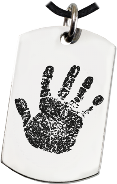 Fingerprint Memorial Jewelry: Stainless Steel Dog Tag (600x600), Png Download