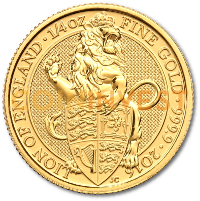 1/4 Oz Queen's Beasts Lion Gold Coin - 1 Oz Queen's Beasts Lion Gold 2016 (400x400), Png Download