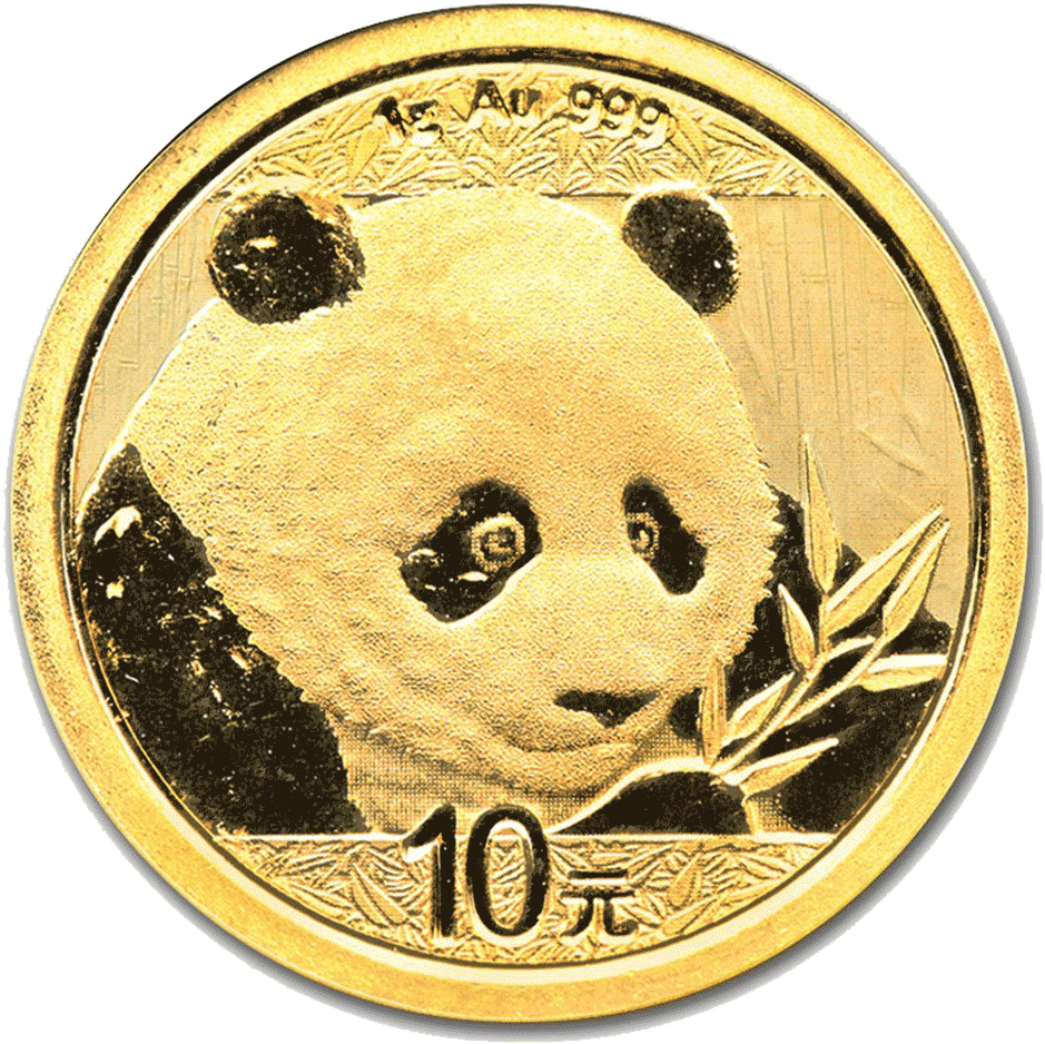 2018 China Panda Gold Coin 1g Outer - 2018 1 Gram Gold Panda (1000x1000), Png Download