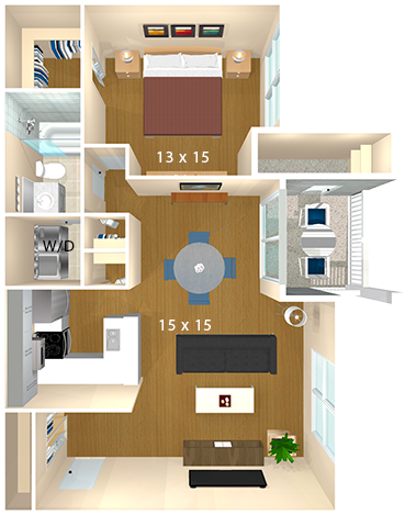 Bent Tree Apartments - Floor Plan (500x500), Png Download
