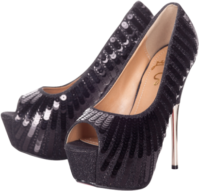 Ugg Boots Glitter 5 Png - Black Sequin Peep Toe Pump Shoes (600x600), Png Download