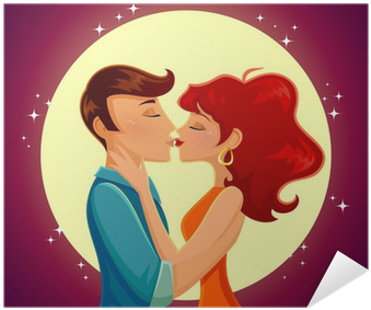 Romantic Kiss Photo Cartoon (400x400), Png Download