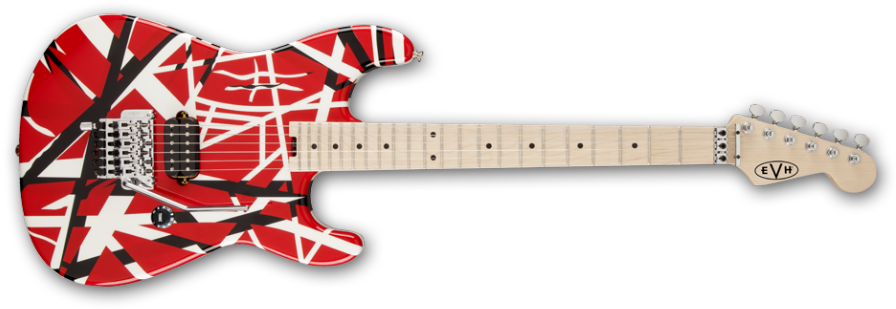 Stripe Series Electric Guitar - Evh Striped Series Electric Guitar Red With Black Stripes (900x344), Png Download