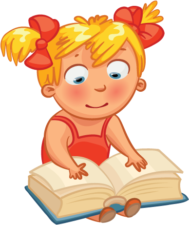 Download Cartoon Girl Reading - Reading Children Background PNG Image with  No Background 