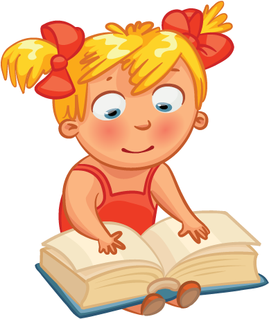 Cartoon Girl Reading - Reading Children Background (400x475), Png Download