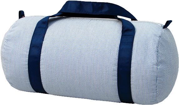 Personalized Navy Seersucker Duffel Bag - Seersucker Bag (600x377), Png Download