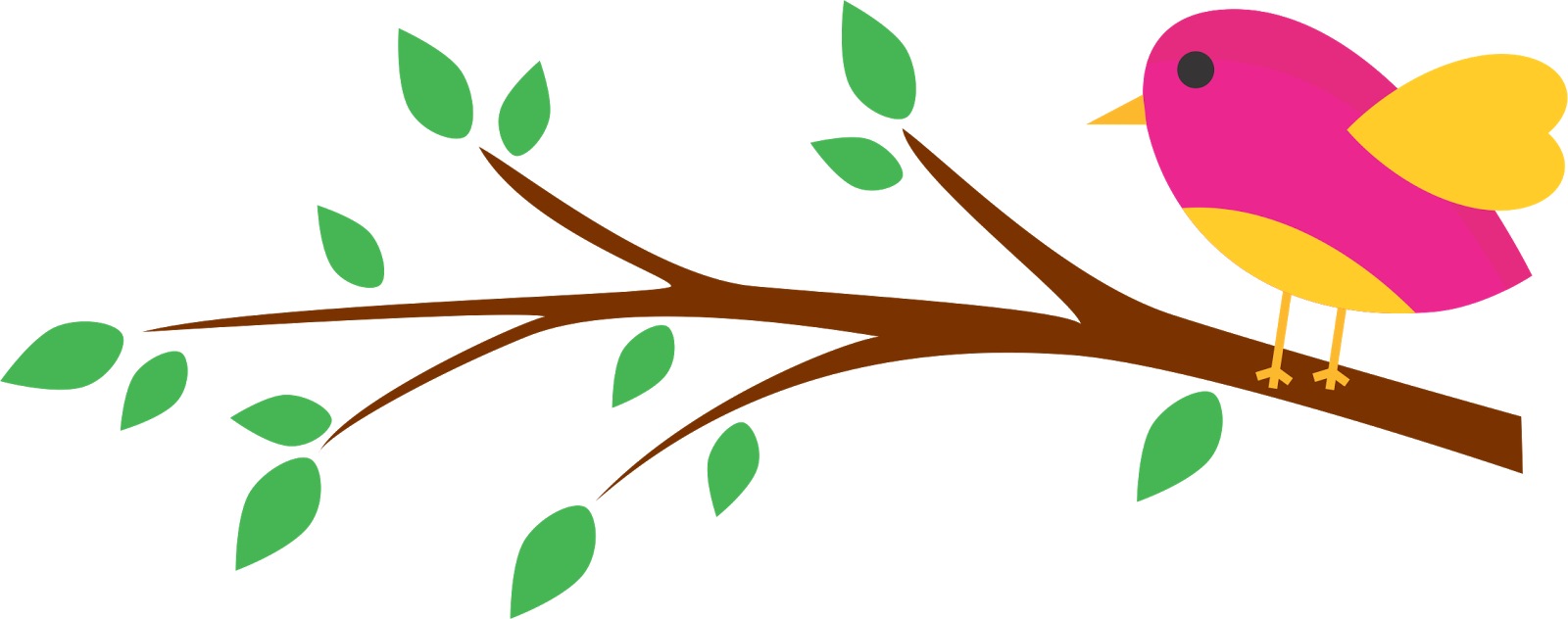 Pajarito En Rama Png - Rama Con Hojas Png (1600x632), Png Download
