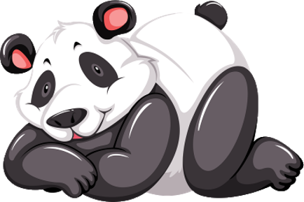 Panda Bear Laying Down - Drie Panda (434x289), Png Download