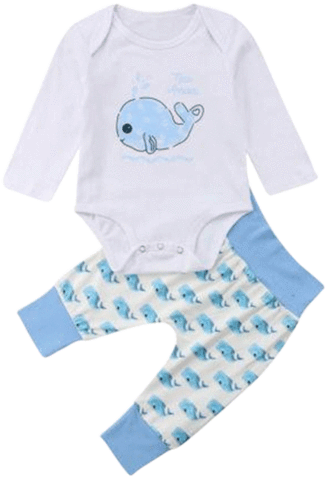 Baby Whale Long Sleeve Clothing Set - Romper Suit (500x500), Png Download