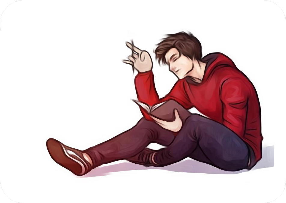 Guy Sitting Thinking Reading Man Studying - Spider Man Studying (1024x1024), Png Download