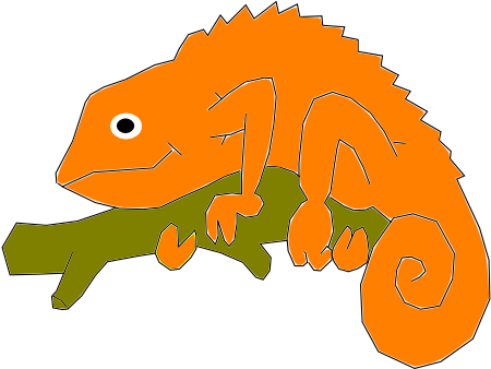 Small - Orange Chameleon Clip Art (600x337), Png Download
