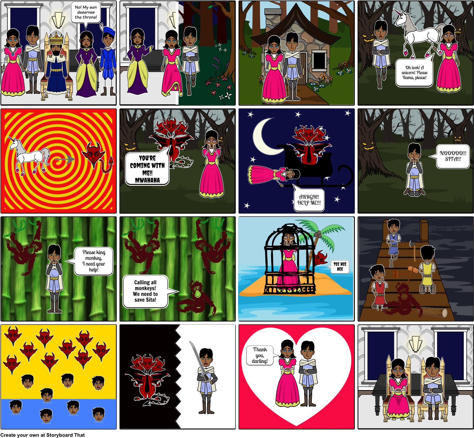 Rama And Sita - Rama And Sita Story Board (1548x1429), Png Download