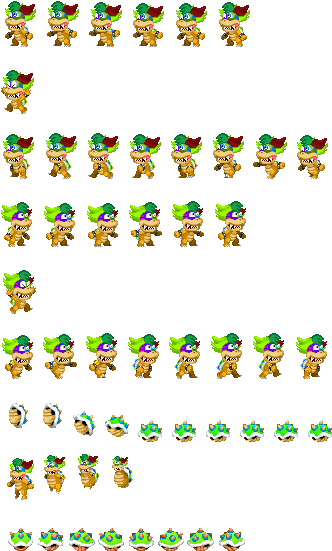 Pietro Le Cancre Koopa Sheet - Mario & Luigi Paper Jam Pixel Art (372x578), Png Download