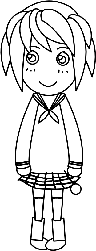 Anime Character Art 30 Black White Line Art 555px - Anime (555x555), Png Download