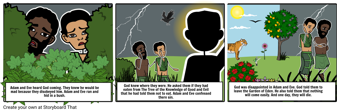 Adam And Eve Continued - Cartoon (1164x385), Png Download