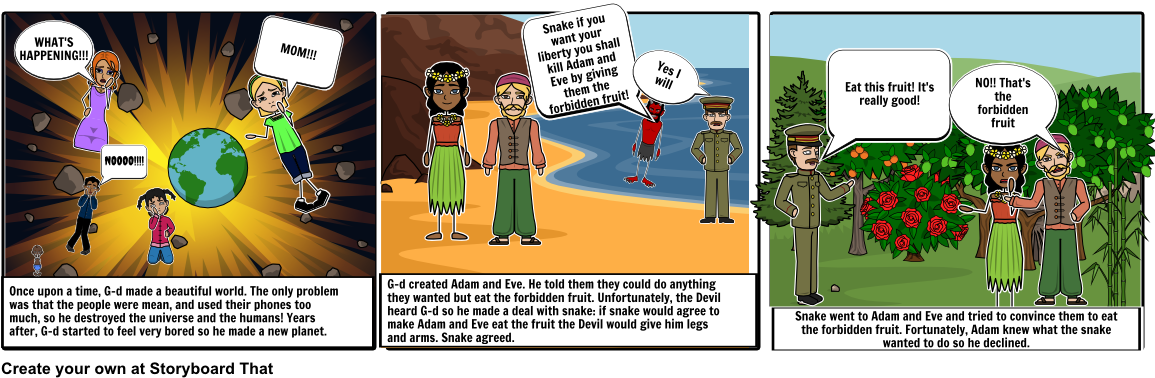 Story Of Adam And Eve - Cartoon (1164x385), Png Download