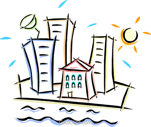 Casas E Prédios De Apartamentos Livre De Direitos Vetores - Predios E Casas Png (480x406), Png Download